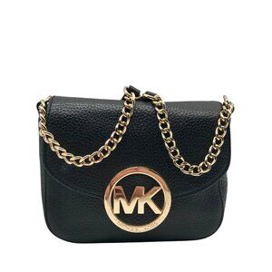 Michael Kors Black Pebbled Leather Fulton Crossbody Bag
